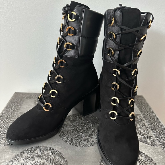 BNWT Stuart Weitzman Watson Tall Block-Heel Combat Boots - Picture 4 of 9